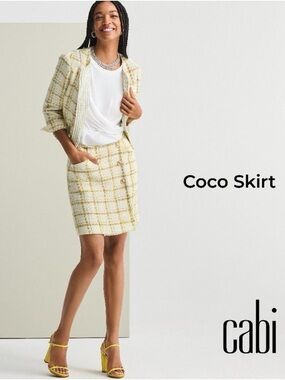 CAbi Coco Plaid Tweed Skirt